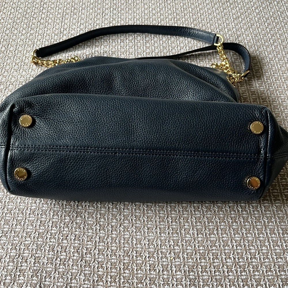 Michael Kors Navy Blue Satchel Bag with Gold Accents - Picture 5 of 5